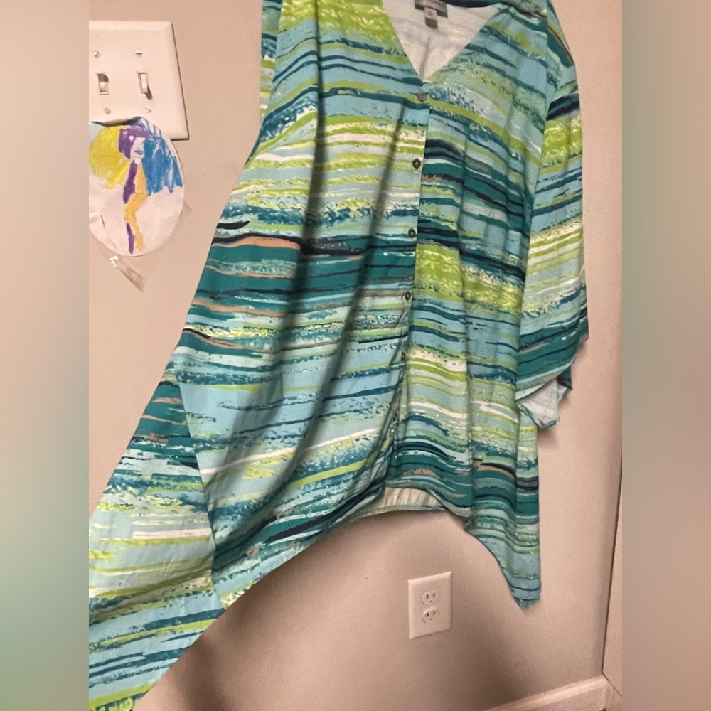 Catherines Blue and Green Striped Tunic - Picture 4 of 5